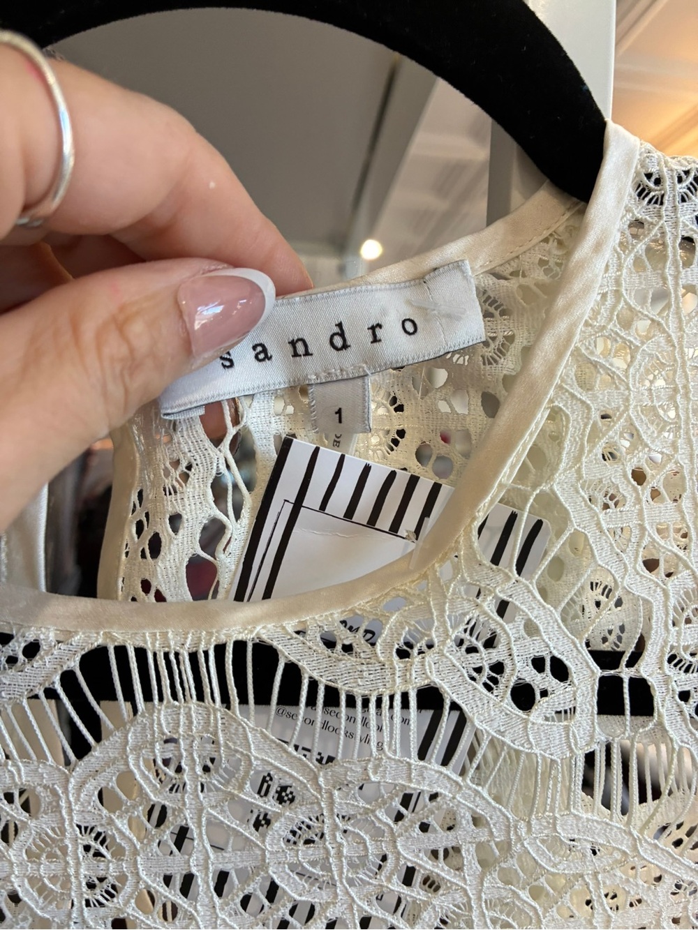 Sandro Ivory Lace Long-Sleeve Blouse - Picture 2 of 3